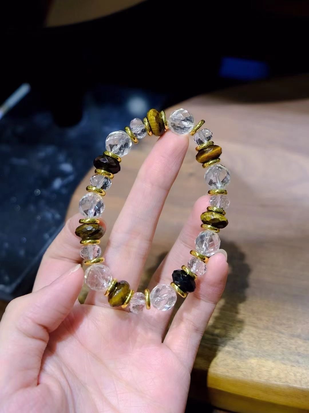 极冰之寂刻面白水晶手链搭配11m虎眼石刻面 财富之石 高级感送礼 - 手链/手环 - 玉石 