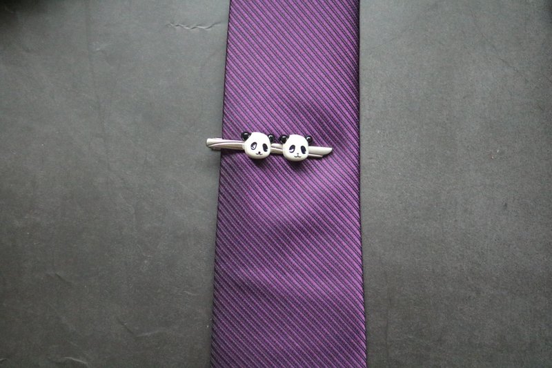 猫熊領帶夾學院風百搭領帶配件 - 领带/领带夹 - 其他金属 银色