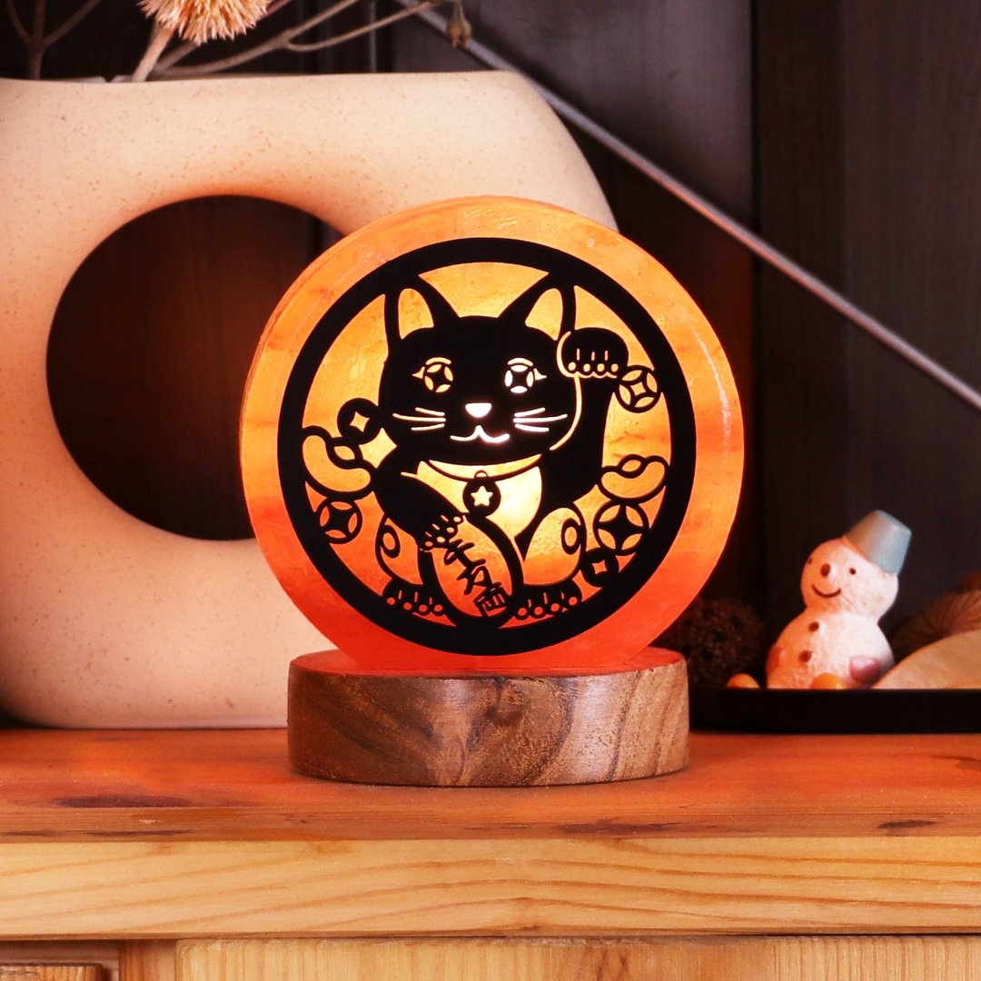 招财猫 I 小剪影 I 多款选择 l 招财 生意兴隆 I 盐灯 - 摆饰 - 其他材质 橘色