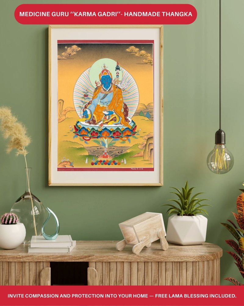 莲花生大士唐卡   高品质唐卡 手鐲 緬甸玉 翡翠 冰種翡翠 三彩 - 插画/绘画/写字 - 纸 多色