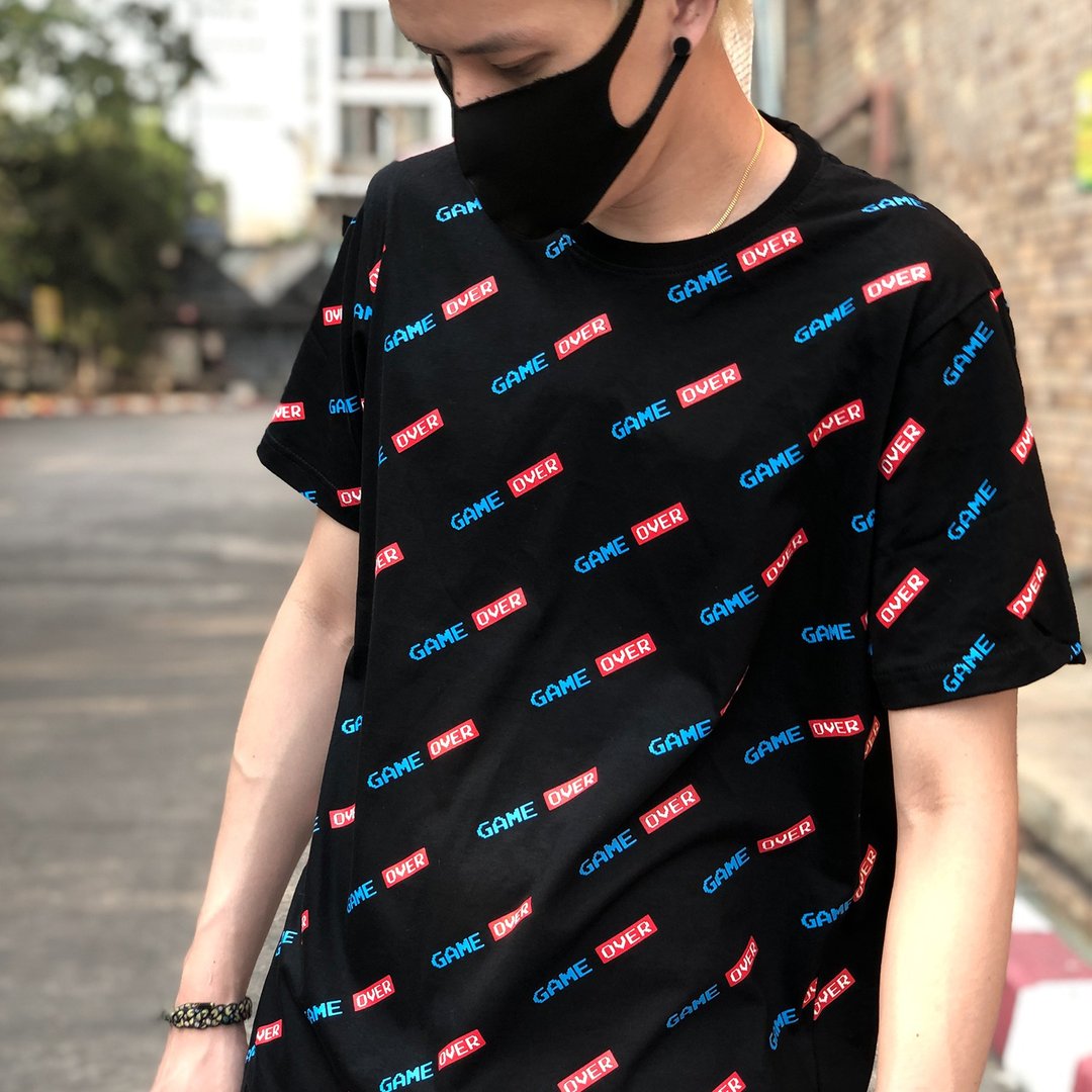 Game Over pattern T-Shirt Cotton 100% (IA-107) - 男装上衣/T 恤 - 棉．麻 