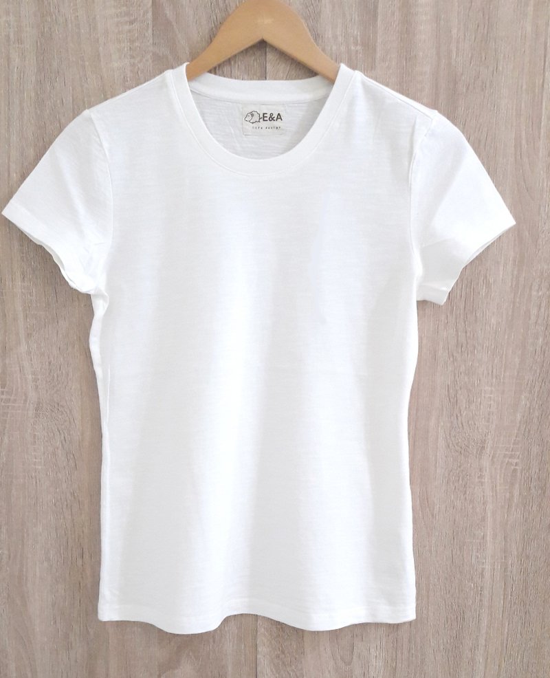 空白素面白T-shirt (无萤光白) 女生款 - 女装 T 恤 - 棉．麻 白色