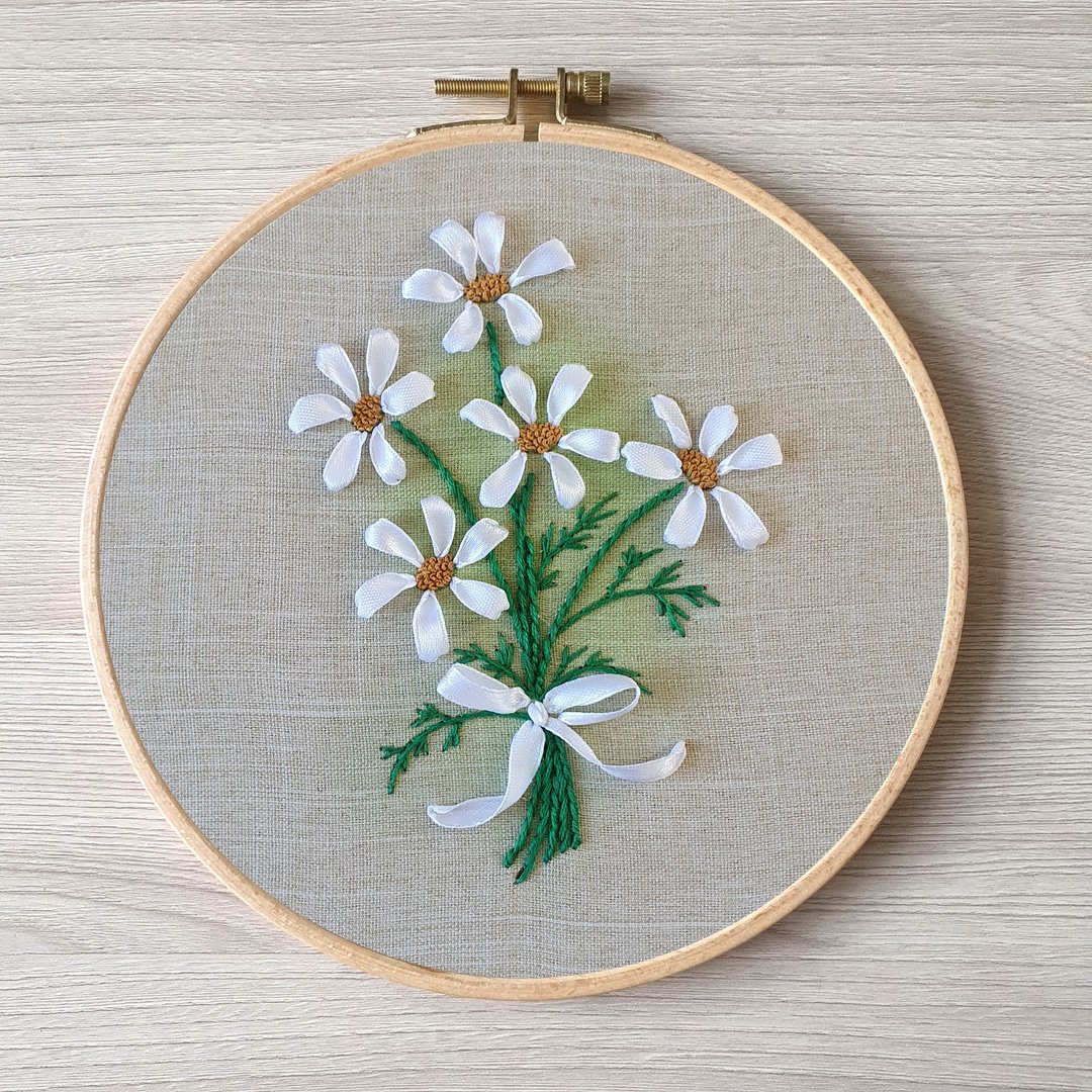 刺绣  Daisies pattern pdf DIY Design ribbon embroidery - 其他数码设计 - 其他材质 