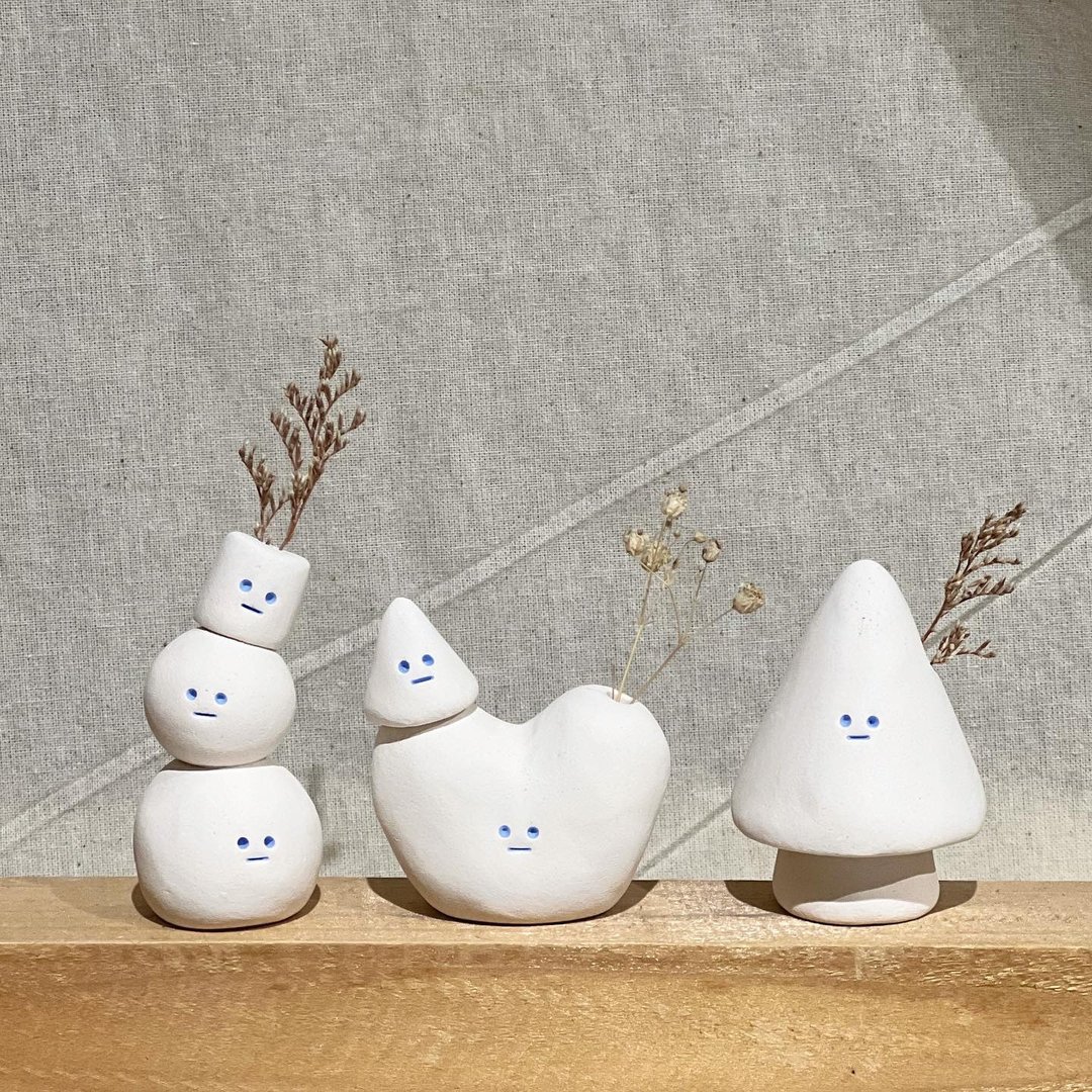 BUGS | 干花花器 | 香薰油扩香石 | 线香座圣诞版 Box Set 2022 - 花瓶/陶器 - 陶 白色