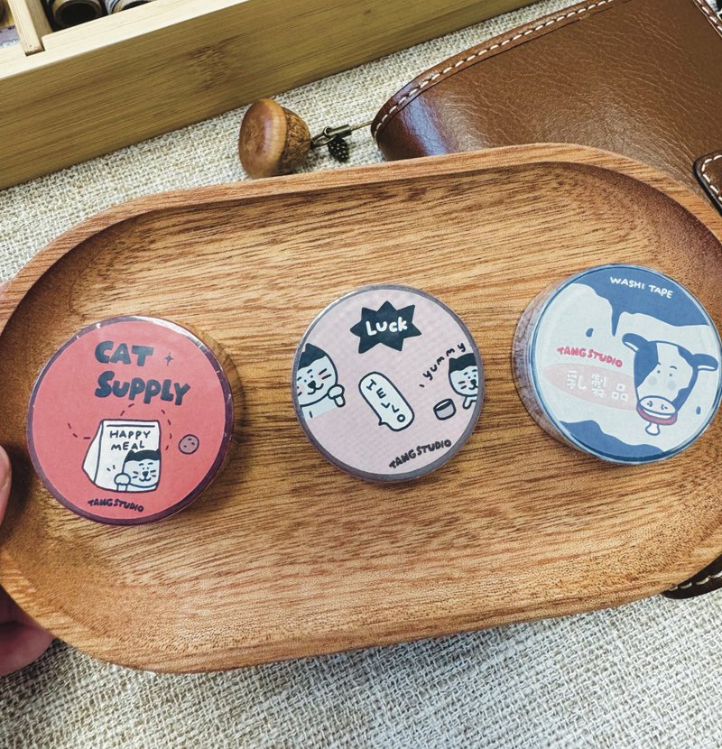 【唐小糖】咖啡面包和纸胶带 可爱拉条胶带/无离型纸胶带 - 纸胶带 - 纸 多色