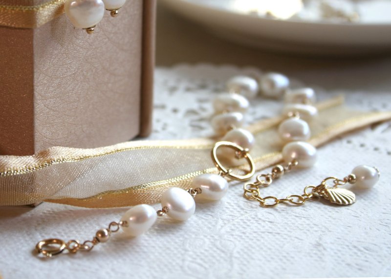 你的空间 珍珠手链 长度定制 天然巴洛克 - 手链/手环 - 珍珠 白色