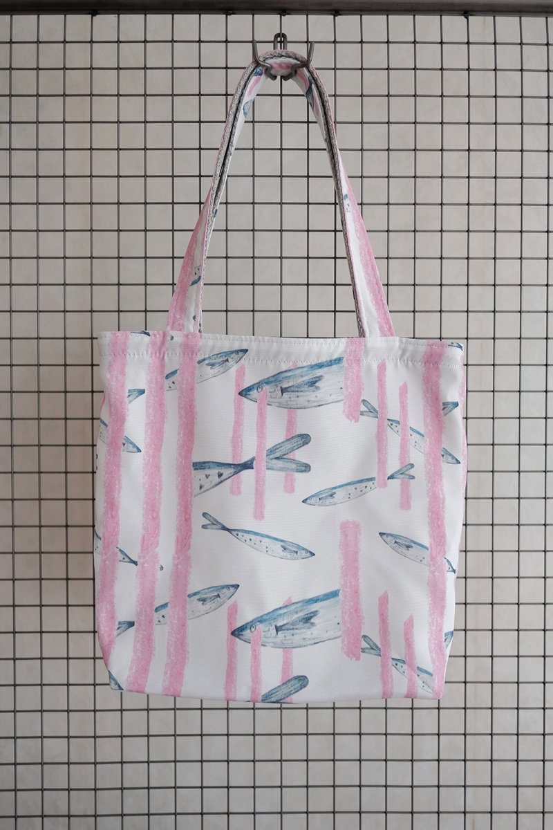 购物袋 托特包 愁刀鱼 印花 - 侧背包/斜挎包 - 聚酯纤维 粉红色