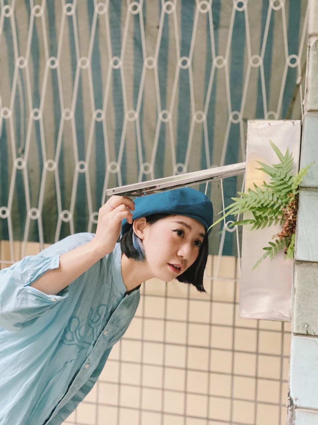 JOJA / 贝蕾 / 薄泡泡绵纱 / 湖水蓝 - 帽子 - 棉．麻 蓝色