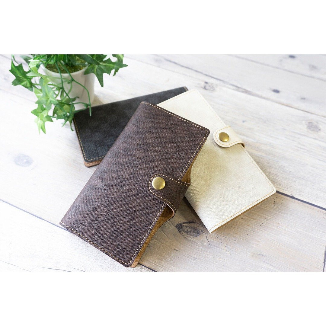 支持全机型 手帐型手机壳【Checker Pattern】格纹 棋盘格 风格 iPhone Xperia Galaxy AJ01K - 手机壳/手机套 - 真皮 咖啡色