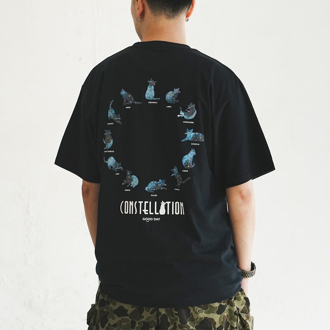 【GOOD DAY】12 Signs of Cat 图案 Tee - 深蓝色//白色 (ZT1549) - 男装上衣/T 恤 - 棉 蓝色