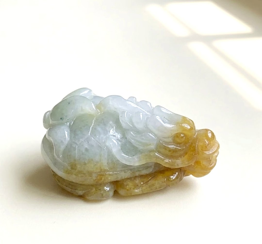 【吉祥·长寿】飘黄翡翡翠龙龟 | 天然缅甸玉 A 货翡翠 | 送礼 - 摆饰 - 玉石 多色