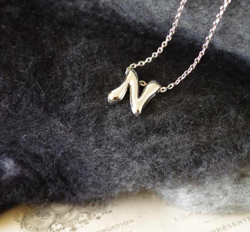 老又好古董珠宝 Vintage 银色字母N项链Sarah Coventry 70年代 - 项链 - 其他金属 银色