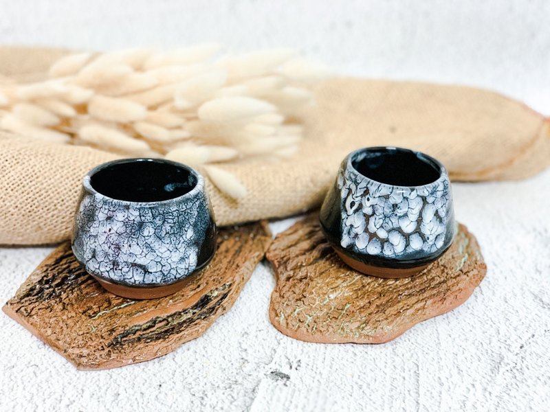 痕迹黑白小茶杯 - 茶具/茶杯 - 陶 多色