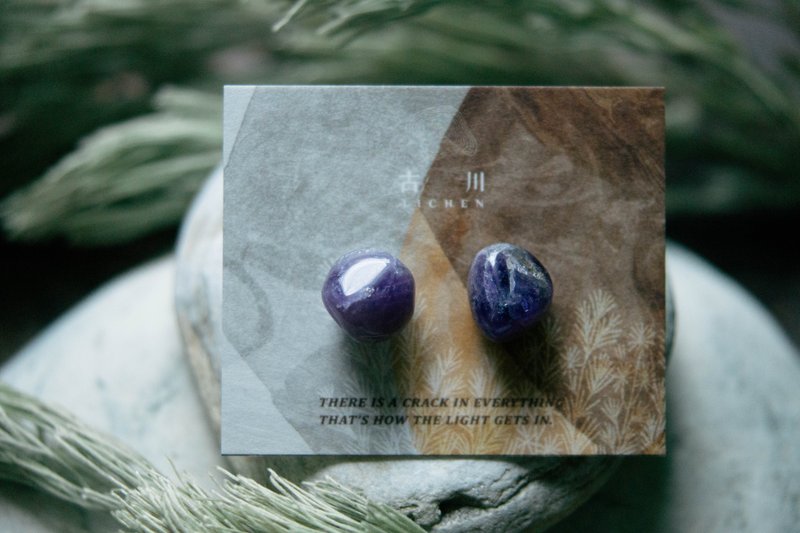 CRACK | 矿物系耳环 |  EARRINGS - 耳环/耳夹 - 玉石 紫色