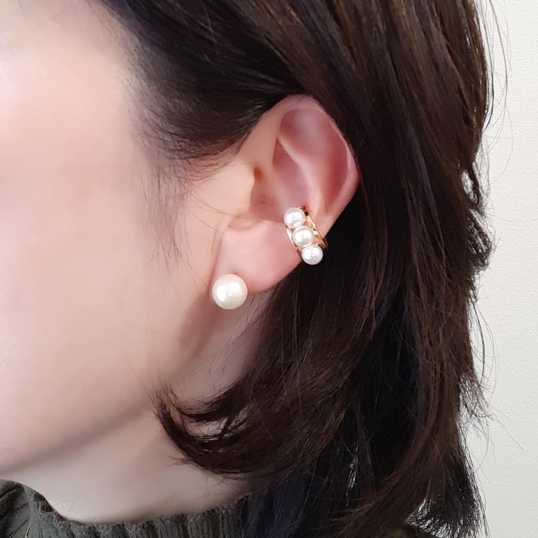 银制 珍珠耳夹 Akoya珍珠 日本珍珠 pearl earcuff 珍珠耳骨夹 진주이어커프 - 耳环/耳夹 - 珍珠 