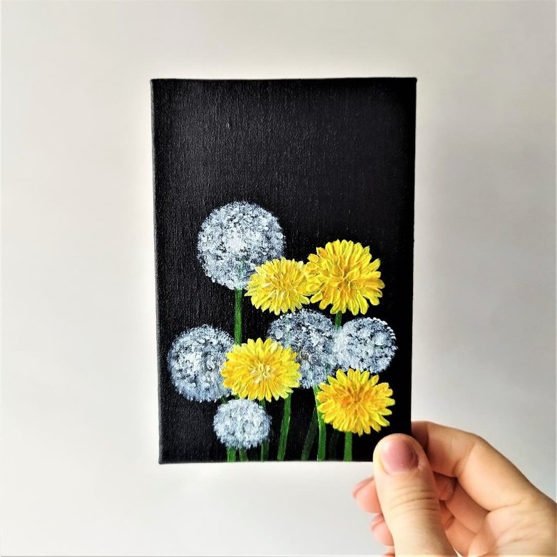 Small wall decor Wildflowers acrylic painting Dandelion wall art  客廳 掛畫 - 墙贴/壁贴 - 压克力 多色