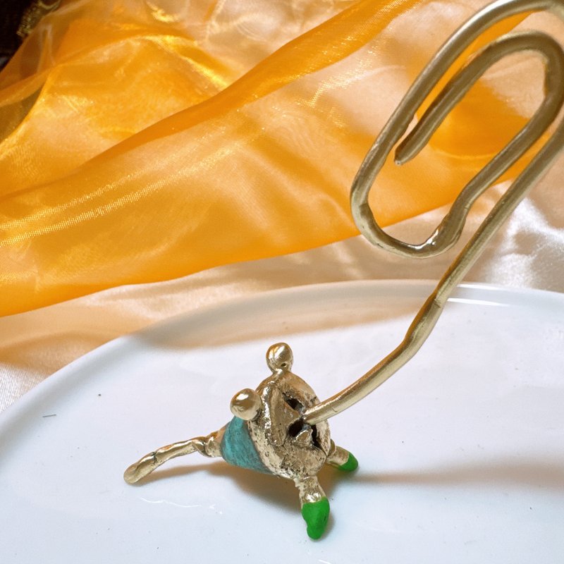 仅一个手工 纯黄铜 海里小生物回纹针 提醒你 文具 办公 - 文件夹/资料夹 - 铜/黄铜 金色