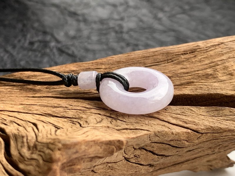 粉嫩紫罗兰平安扣 天然A货缅甸玉翡翠 平安扣项链 - 项链 - 玉石 紫色