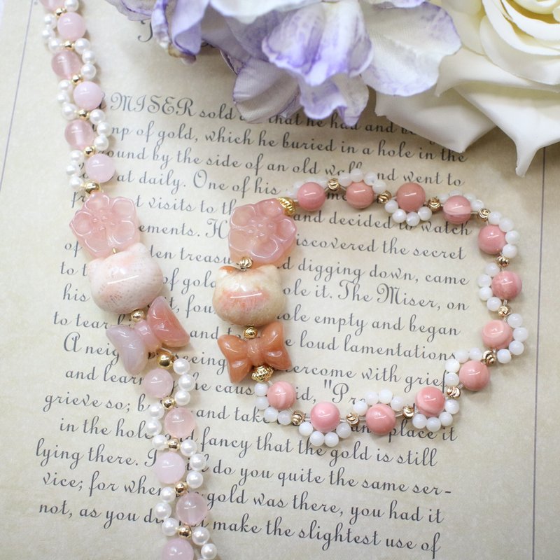 Six Cats 珊瑚玉猫头 设计款 水晶手链 礼物 - 手链/手环 - 水晶 