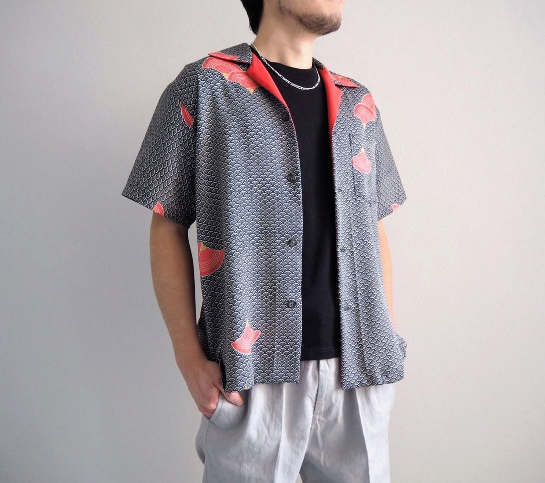 日常奢华丝绸衬衫、和服升级再造夏威夷衬衫、休闲版型衬衫 - 女装衬衫 - 丝．绢 