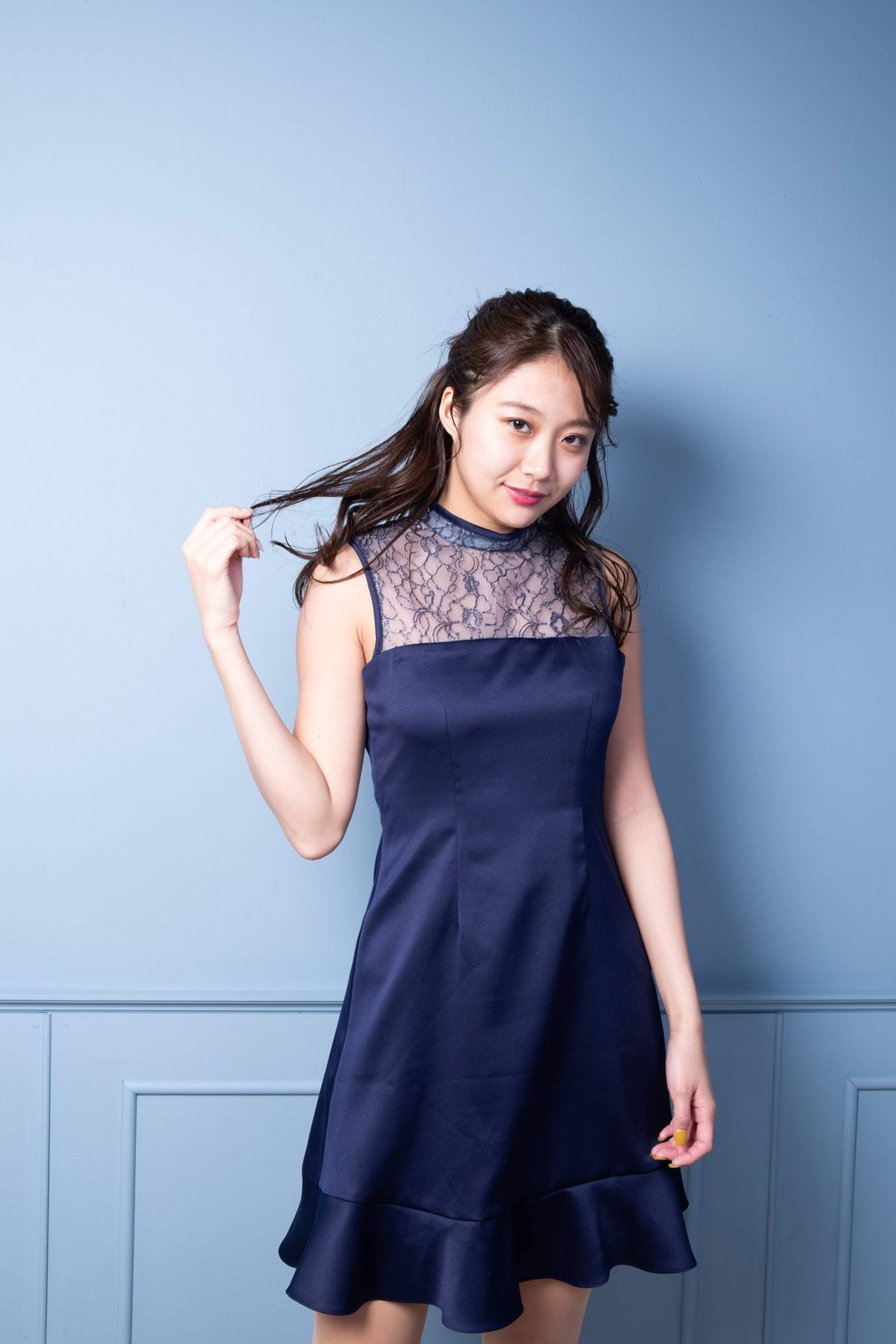 日本制造　跛脚迷你连衣裙 - 晚装/礼服 - 其他人造纤维 蓝色