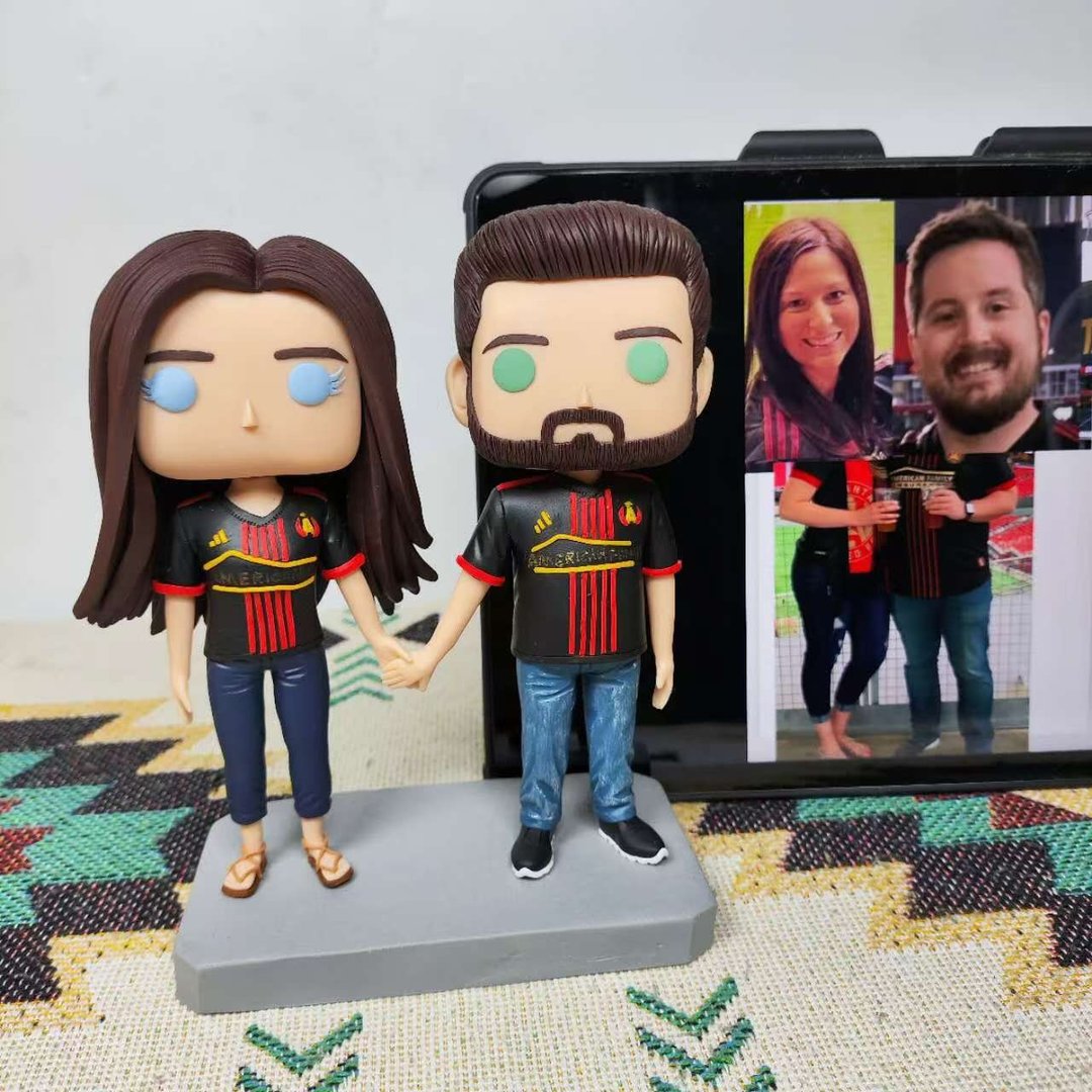 纯手工定制美国Funko Pop 自画像公仔情侣父母夫妻结婚周年礼物 - 玩偶/公仔 - 粘土 多色