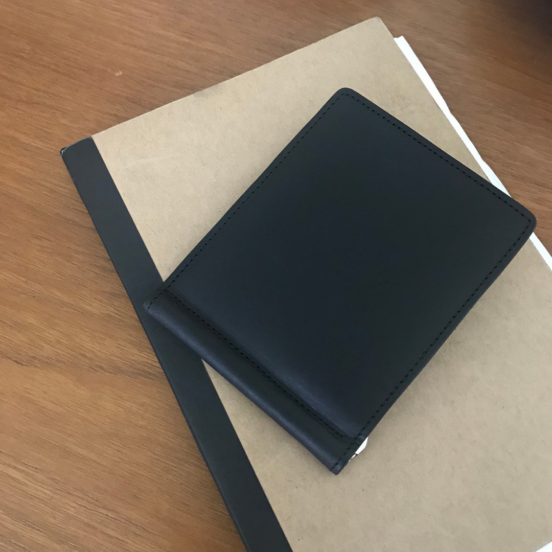Money clip leather wallet /Black - 皮夹/钱包 - 真皮 黑色