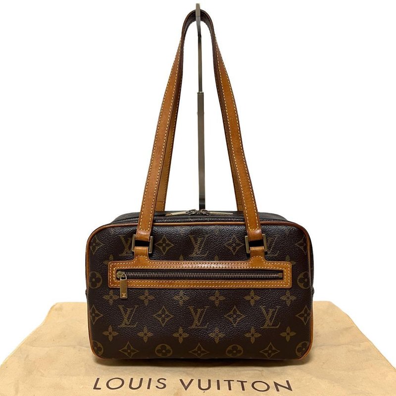 正品 Louis Vuitton 路易威登 Cite MM 肩背包 Monogram PVC 皮革 M51182 无黏腻感 中古 - 侧背包/斜挎包 - 其他材质 咖啡色