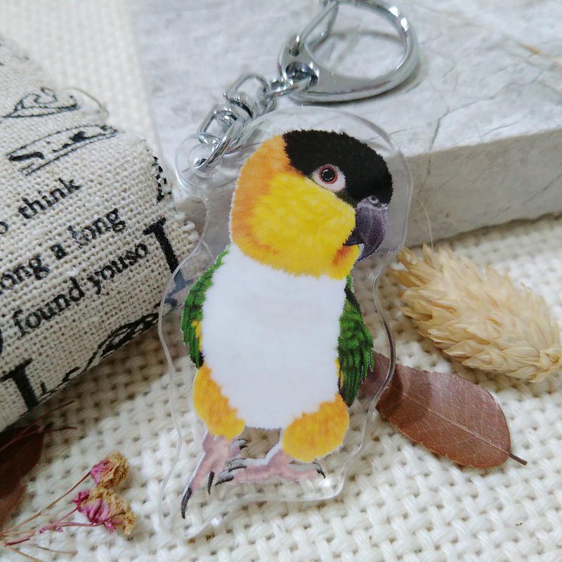 黑面凯克鹦鹉_-压克力吊饰(钥匙圈)-双面图案-新厂商 - 钥匙链/钥匙包 - 压克力 