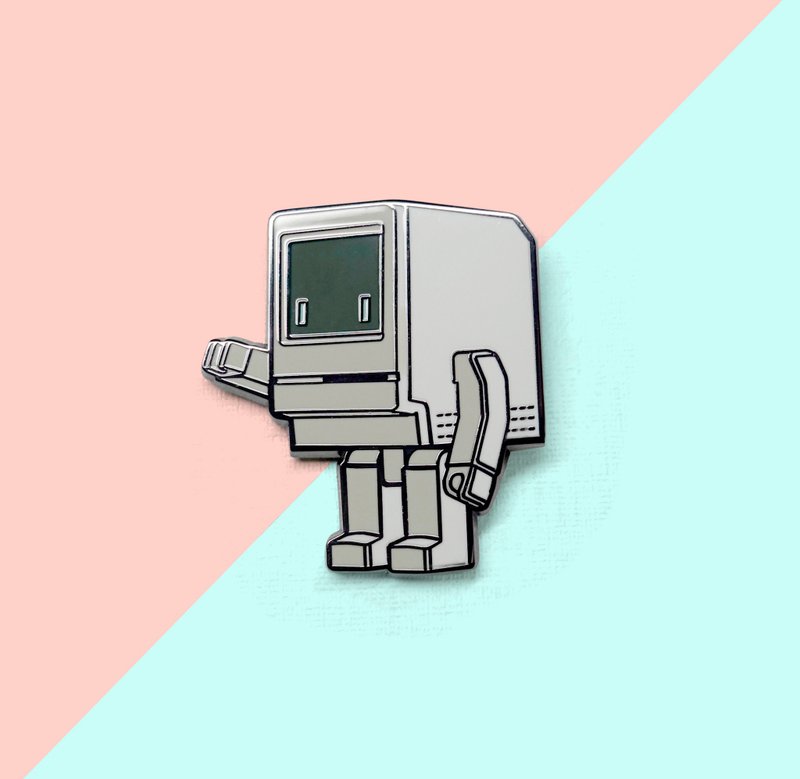 Classicbot 怀旧电脑人胸针(襟章) - 胸针 - 其他金属 白色