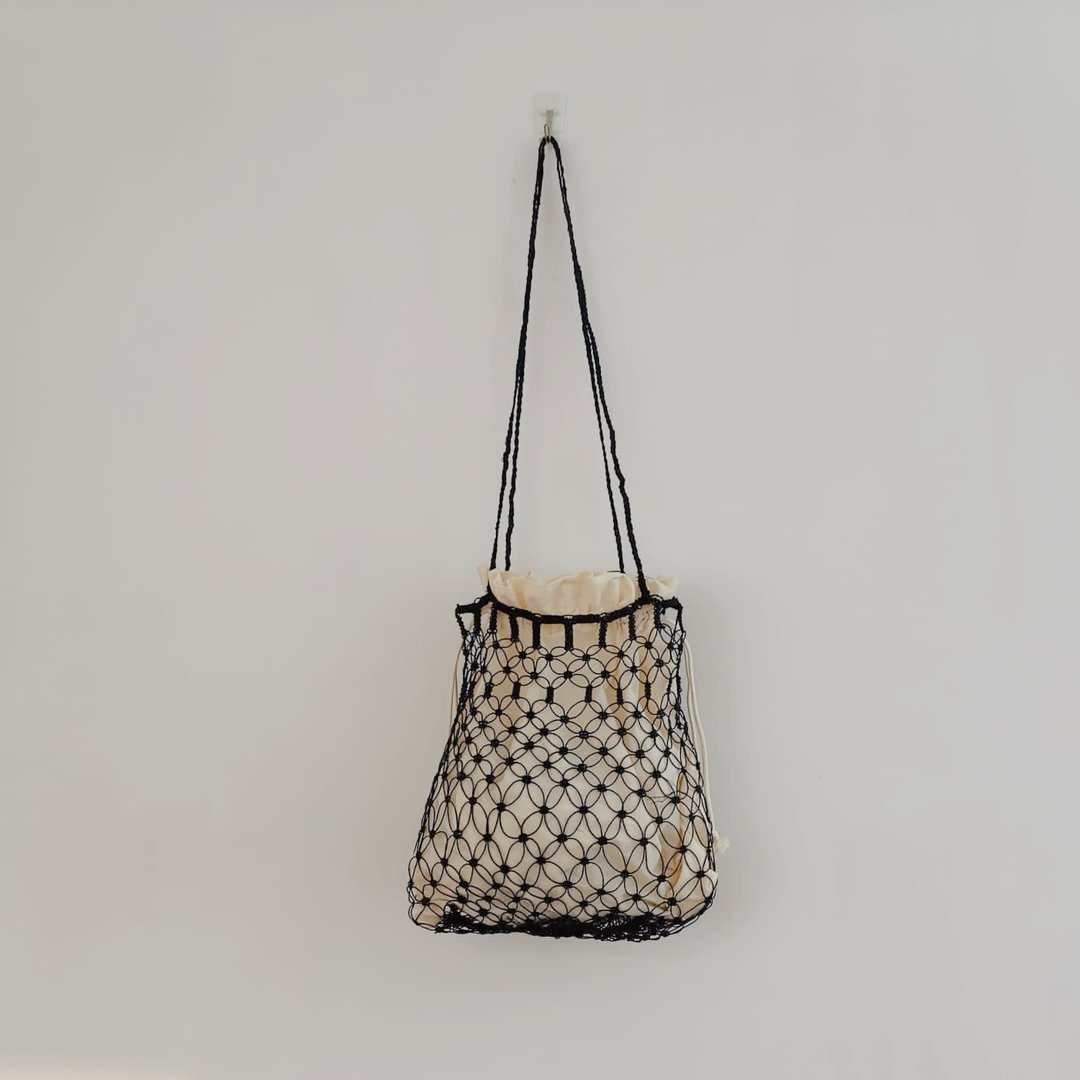 Macrame 编织包 (summer) - 手提包/手提袋 - 棉 黑色