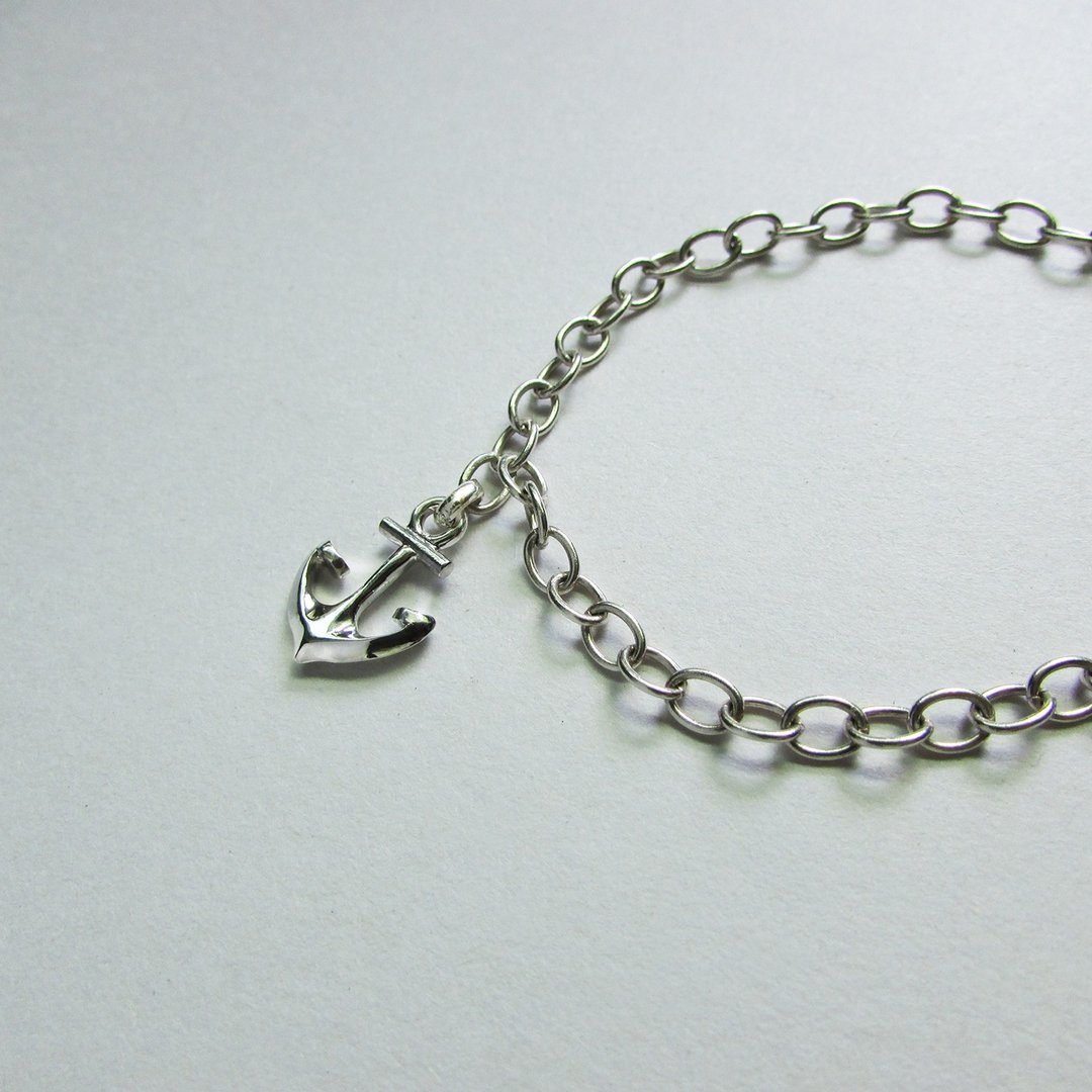 anchor bracelet_船锚手链 | 伴娘礼 谢礼 925银 限量 设计师手作 - 手链/手环 - 银 银色