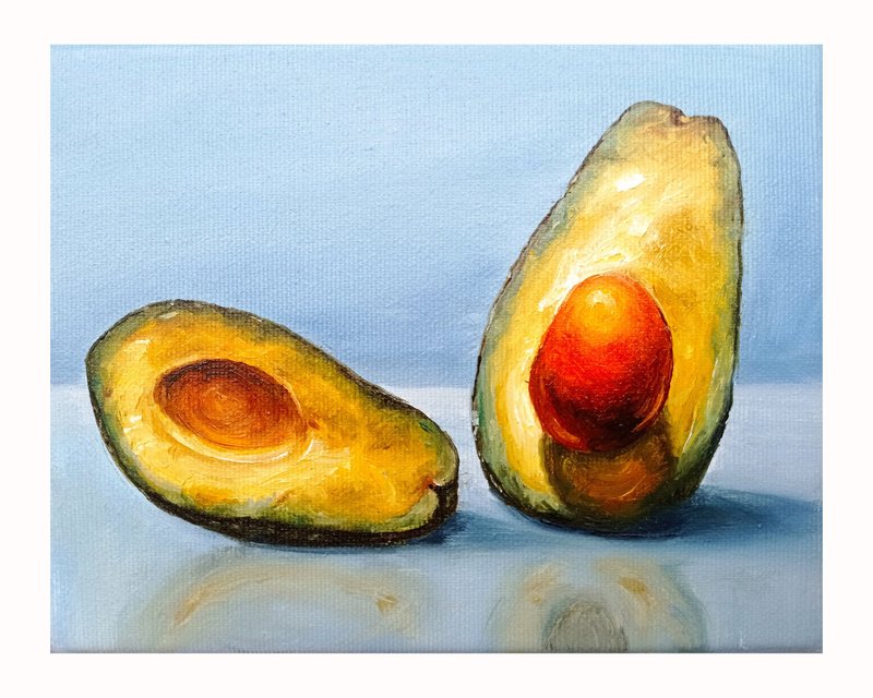 Avocado Painting Hanging Picture Fruit Wall Art Oil Painting Wall Decor - 海报/装饰画/版画 - 其他材质 多色