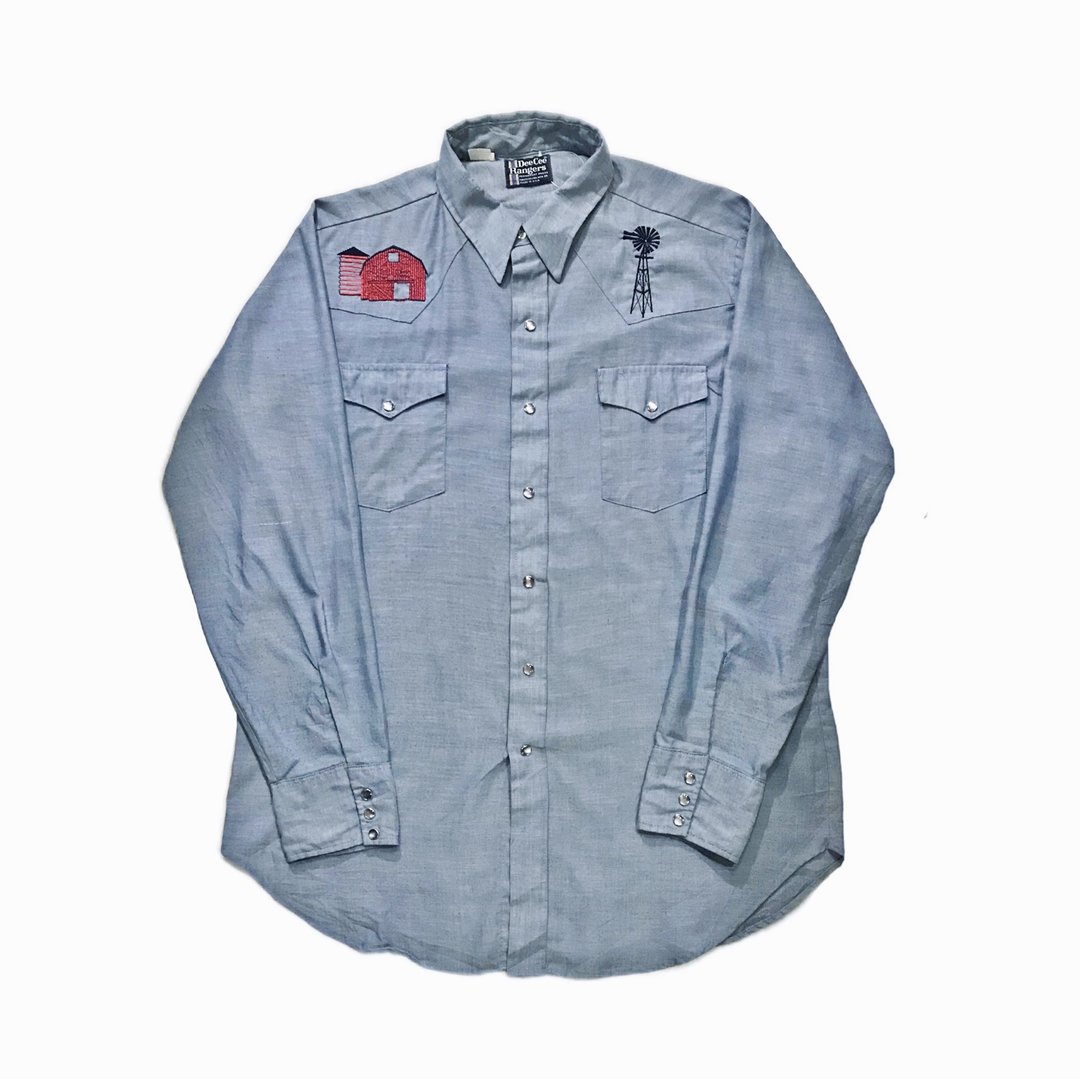 Vintage 80s Dee Cee Embroidered Shirt 嬉皮刺绣西部衬衫 - 男装衬衫 - 棉 多色