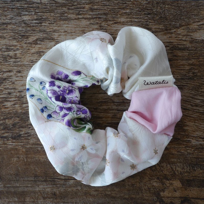 招来幸福的发饰 和服 发圈 樱花纹 绢质 丝绸 - 发饰 - 丝．绢 白色