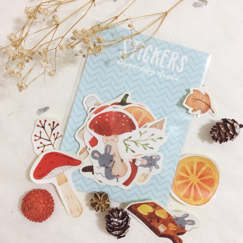 Crispy Leaves 贴纸包 - 贴纸 - 纸 橘色