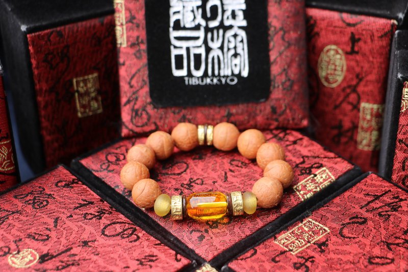 尼泊尔凤眼菩提子 14mm 黄玉髓隔珠 手珠 佛珠 念珠 手串 定制化 - 手链/手环 - 植物．花 