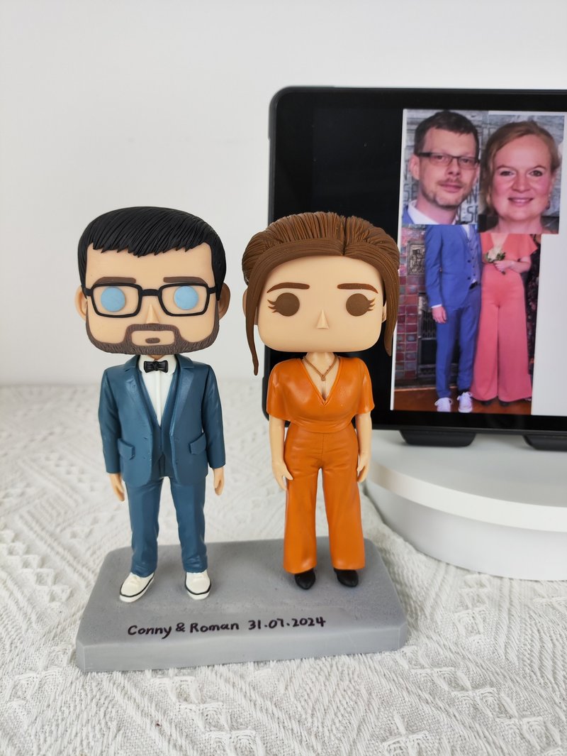 纯手工定制美国Funko Pop 自画像公仔情侣父母夫妻结婚周年礼物 - 玩偶/公仔 - 粘土 多色