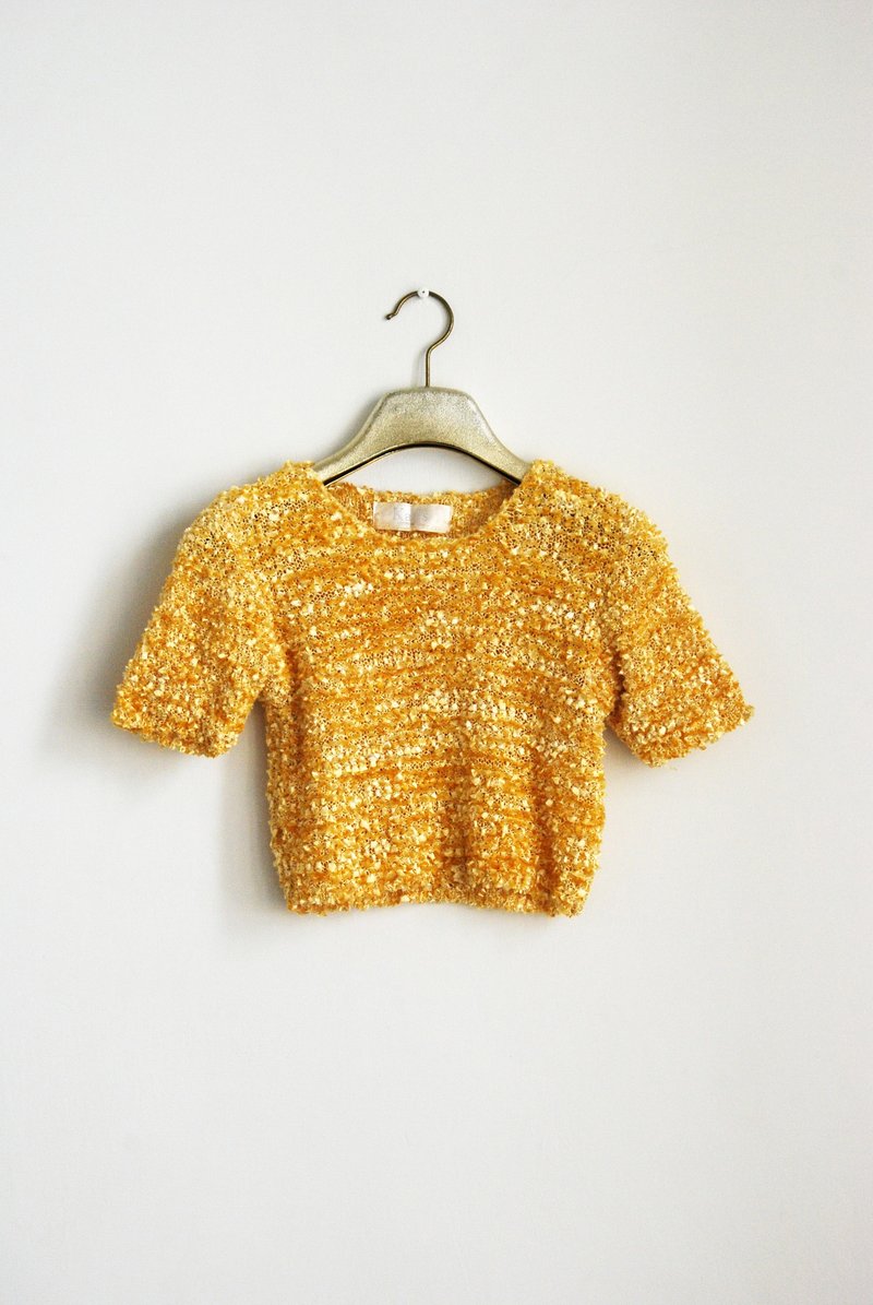 古着毛毛镂空短版上衣 - 女装上衣 - 其他材质 