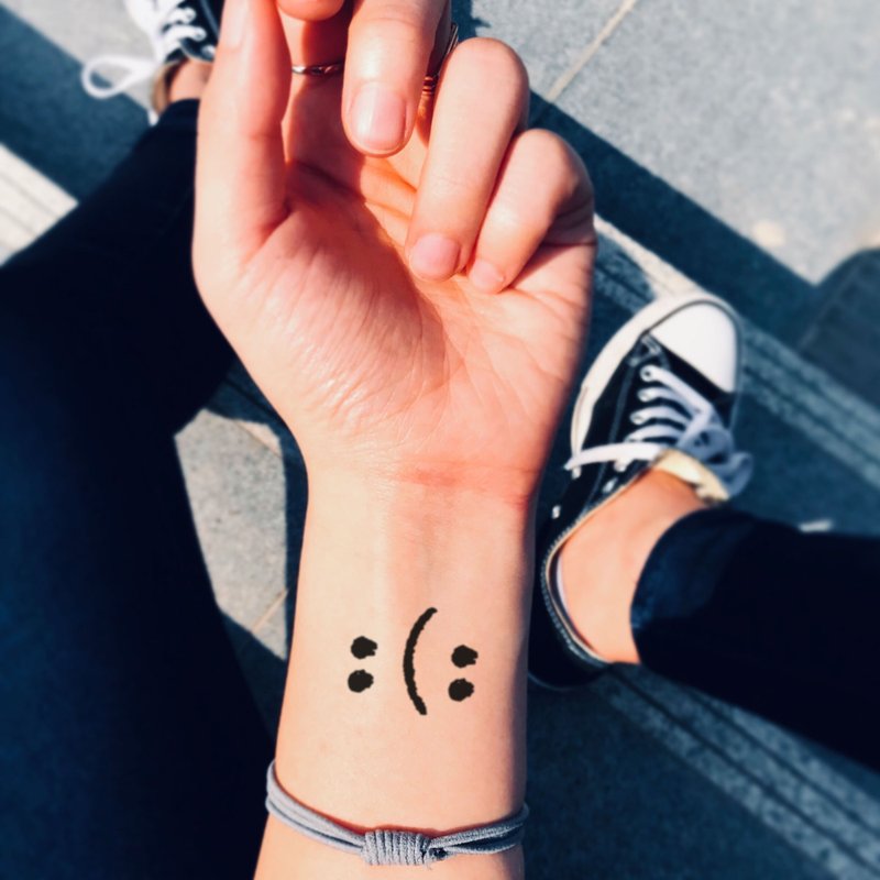 OhMyTat 抑郁 Bipolar Disorder Depression 图案纹身贴纸 (2 张) - 纹身贴 - 纸 黑色