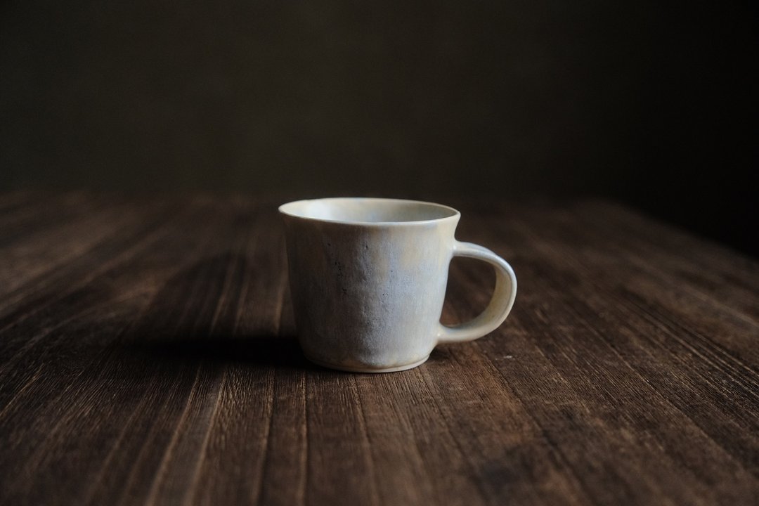没有晚霞的秋季傍晚・把手杯子1 - 咖啡杯/马克杯 - 陶 白色