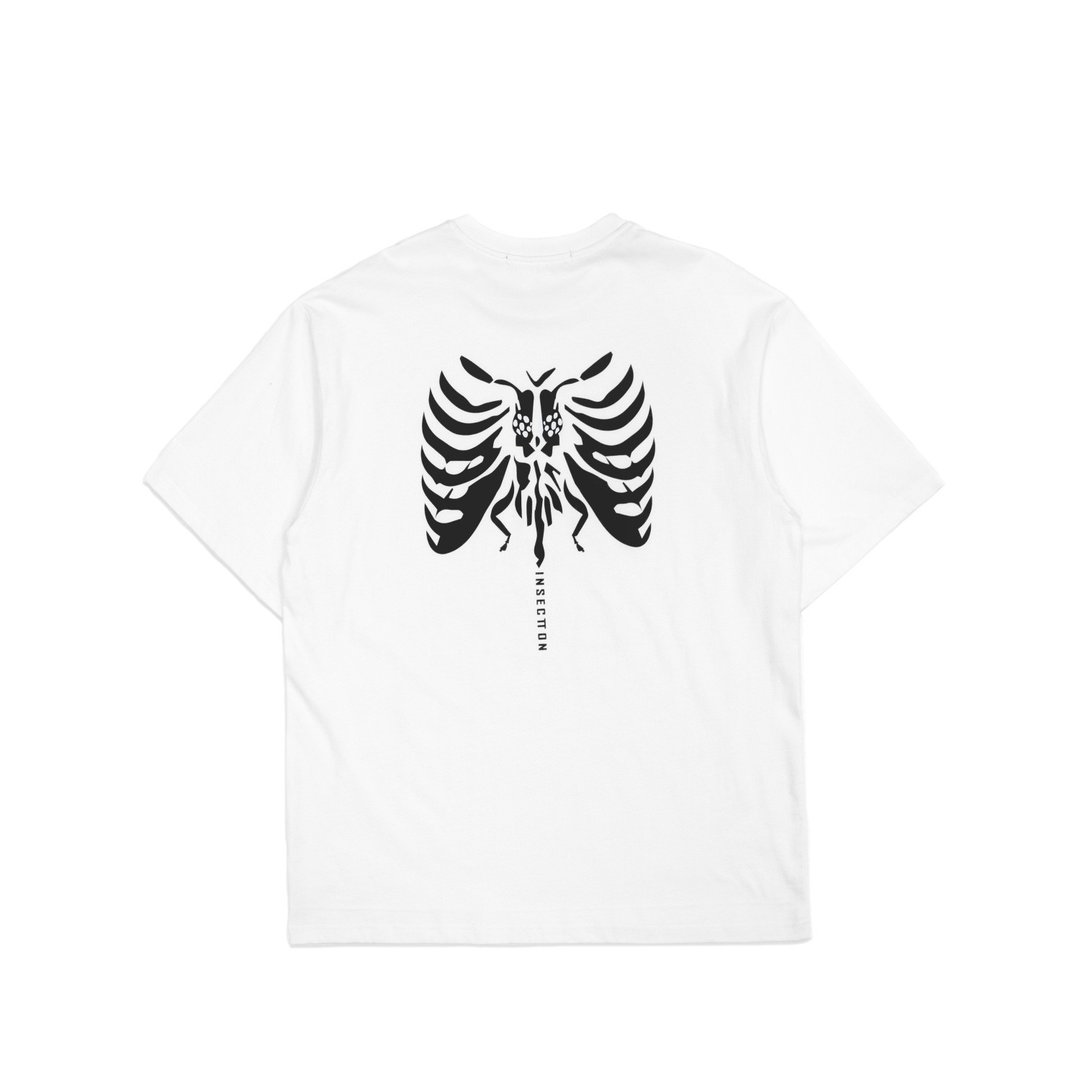 虫骨印花宽松 Tee- 白 - 男装上衣/T 恤 - 棉 白色
