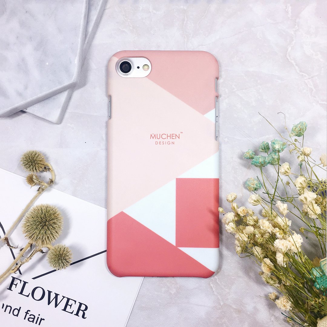 桃粉几何方块-硬壳 (iPhone.Samsung, HTC, Sony.华硕手机壳) - 手机壳/手机套 - 塑料 粉红色