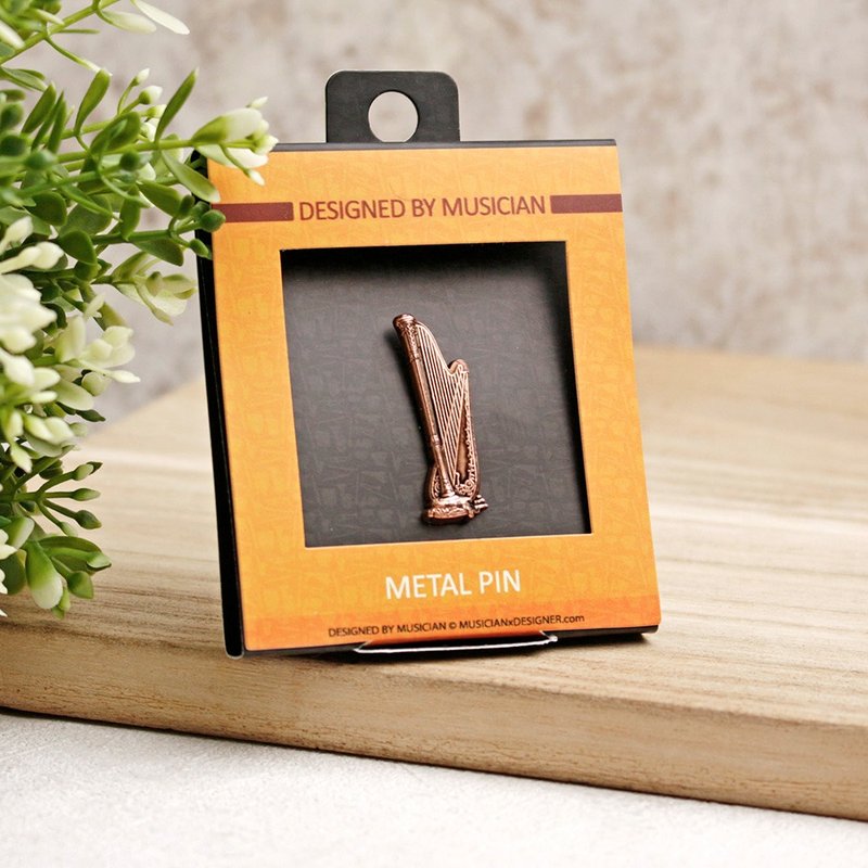 MD 迷你乐器别针 竖琴 harp - 钥匙链/钥匙包 - 其他金属 金色