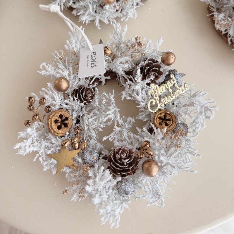 12cm迷你雪国圣诞花圈 交换礼物 - 干燥花/捧花 - 植物．花 