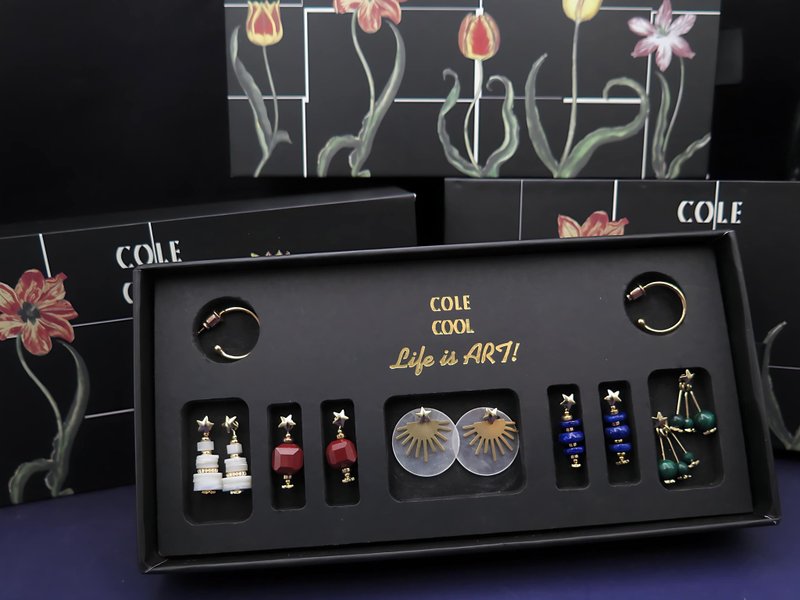 【Pinkoi 线下活动预购商品】COLE COOL5合1耳环礼盒套装 财富篇 - 耳环/耳夹 - 贵金属 多色
