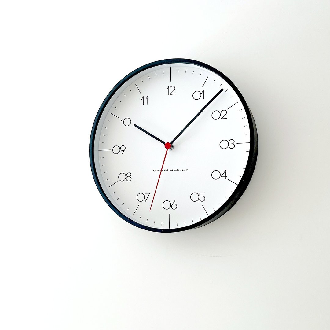 KATOMOKU plywood clock 24 黑色 (km-150BKS) 挂钟 日本制造 - 时钟/闹钟 - 木头 黑色