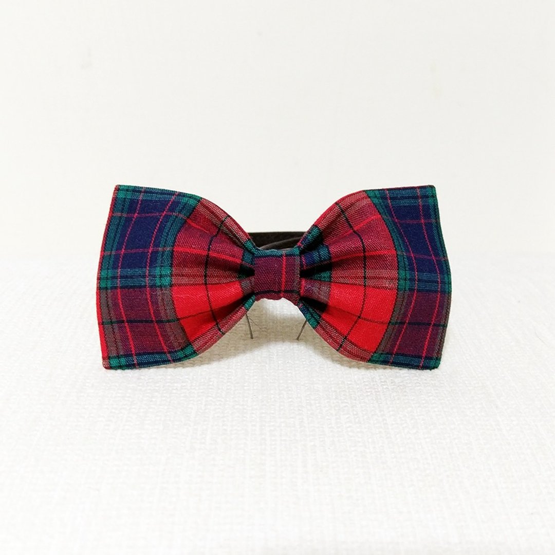 Ella Wang Design Bowtie 宠物 领结 蝴蝶结  红 格 绅士 - 项圈/牵绳 - 棉 红色