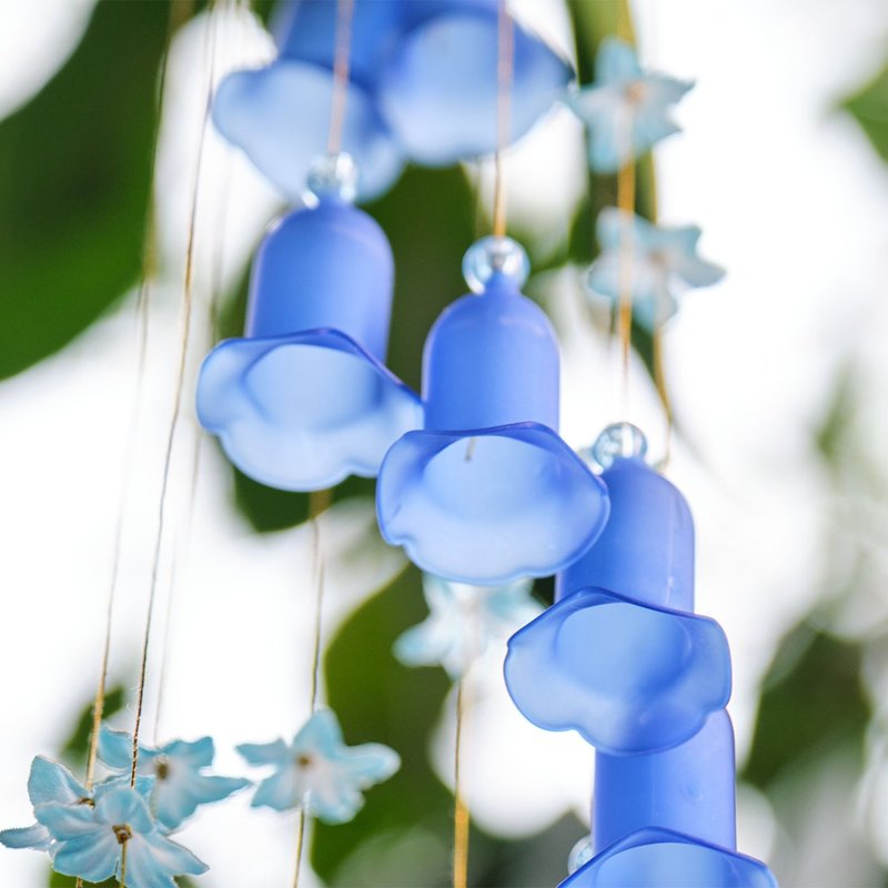 夏蓝花铃 蓝色花朵玻璃风铃-螺旋型 日式风铃 - 摆饰 - 玻璃 蓝色