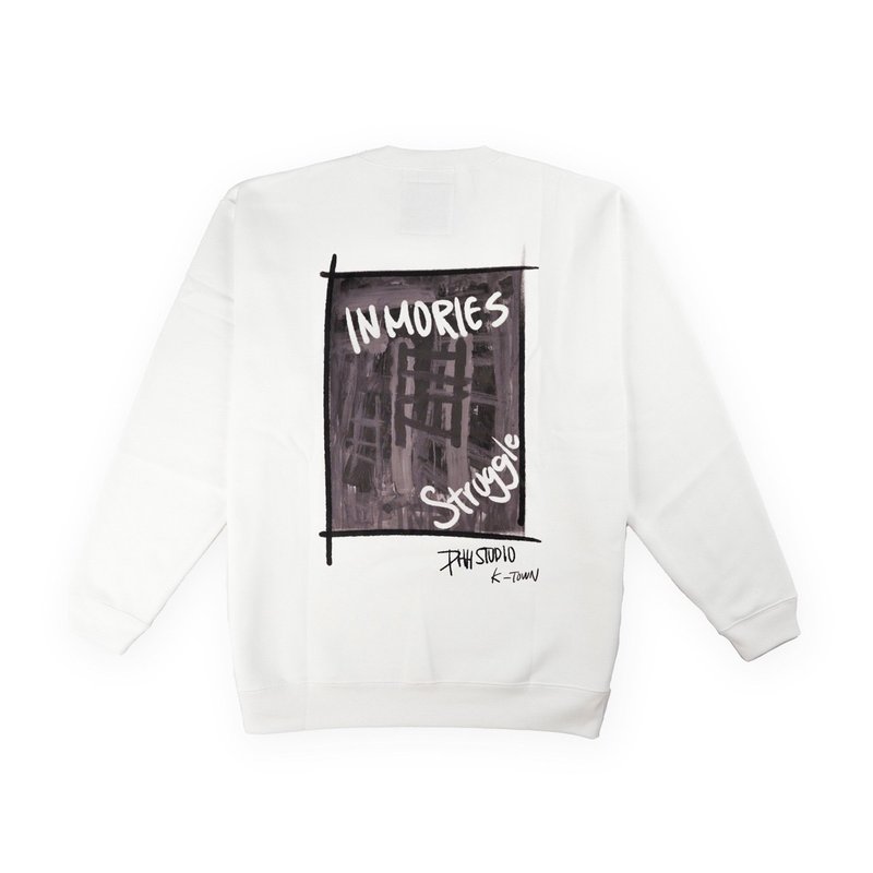 INMORIES x PHH STUTIO 潮流刷毛大学T / 卫衣 SWEATSHIRT - 中性连帽卫衣/T 恤 - 棉．麻 白色